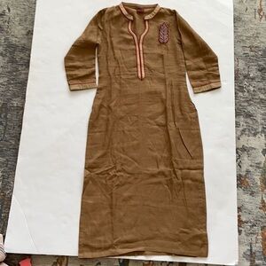 Beige/ brown red indian long kurta top small